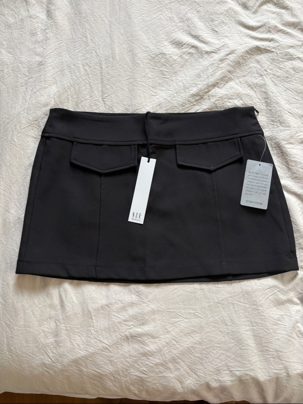 NSR Black Mini Skirt with Front Flap Pockets
